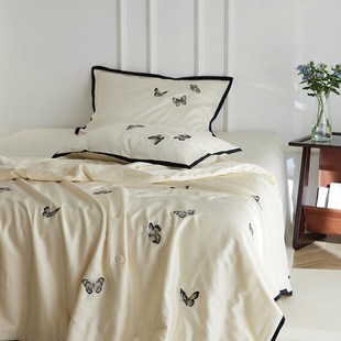 简约刺绣轻奢莱赛尔天丝夏凉被四件套冰丝凉感薄款 木悠夏季 空调被