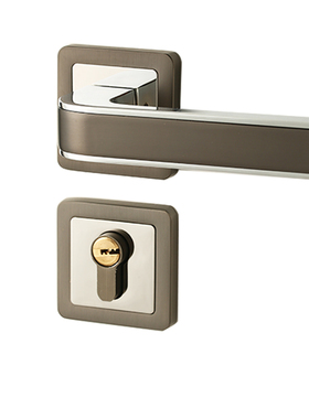 套装黑色分体灰色静音p门锁房间卧室门锁把手锌合金双开子母门五