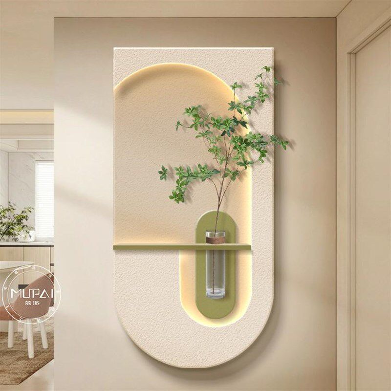 花瓶绿植入户玄关装饰画奶油风走廊过道挂画造景客厅背景墙壁画灯