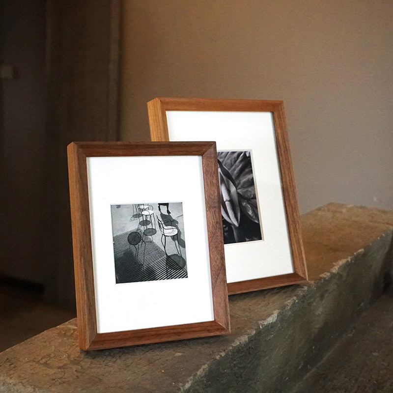 黑胡桃实木摆台装裱相框洗照片7寸8寸10寸A4简约木质斜边正方打印