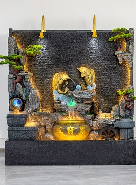 客厅别墅庭院水景水幕墙假山流水喷泉装饰景观造景流水墙背景摆件