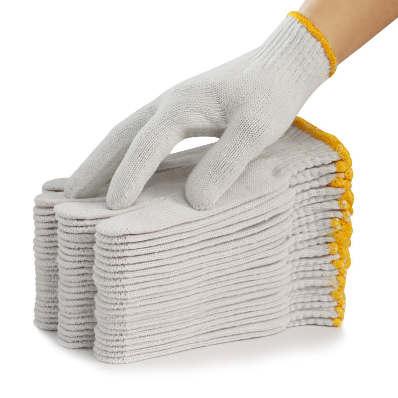 劳保手套加厚耐磨工作防滑纯棉白棉纱棉线尼龙劳工劳动男工地干活