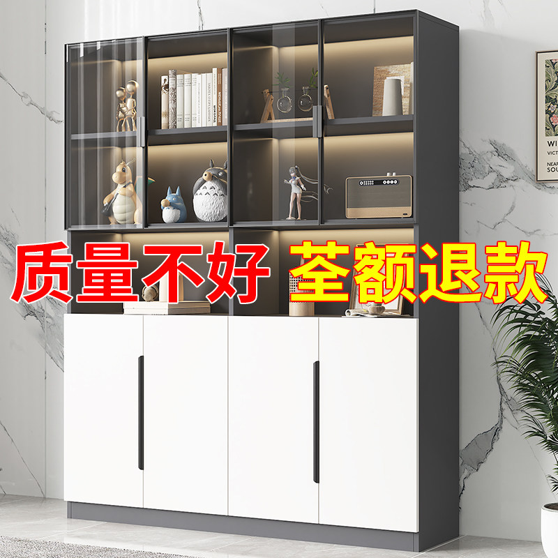书柜带玻璃门定制酒柜客厅一体整墙书架K储物柜办公室置物展示柜