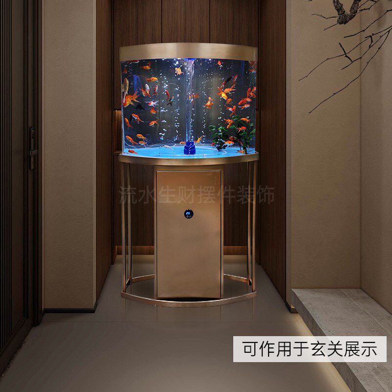 不锈钢底座新款屏风隔断鱼缸客厅大型玄关免换水亚克力双弧底滤缸
