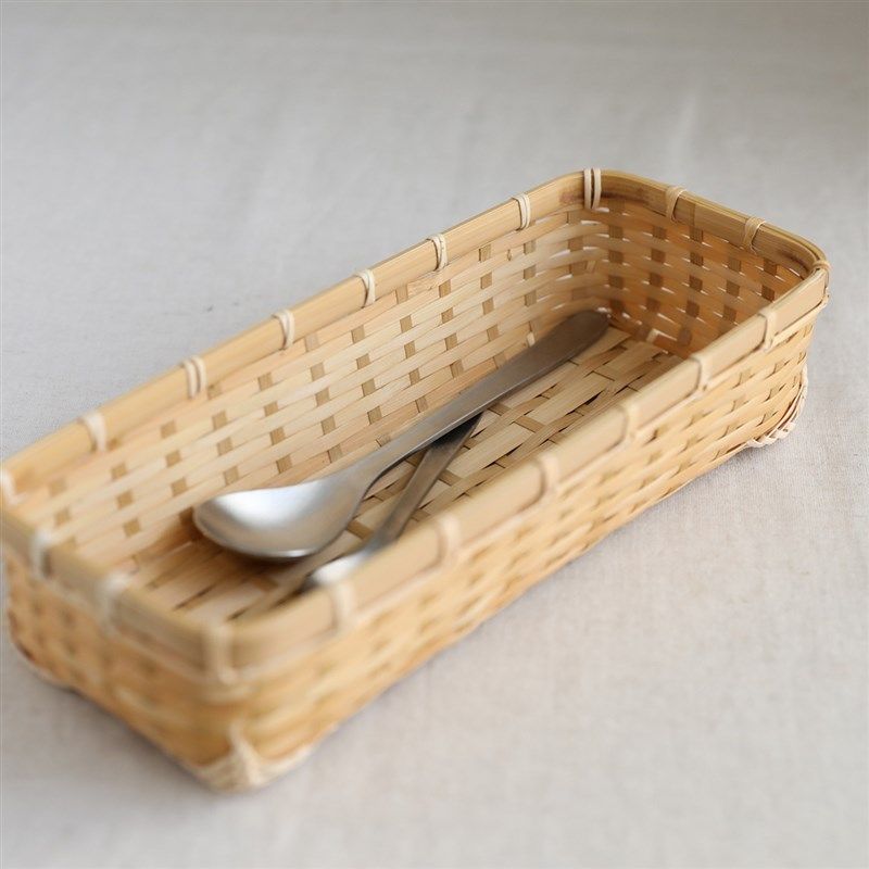 手艺人手作竹制品竹编器皿长形收D纳筐餐具筷子茶叶包小物收纳盒