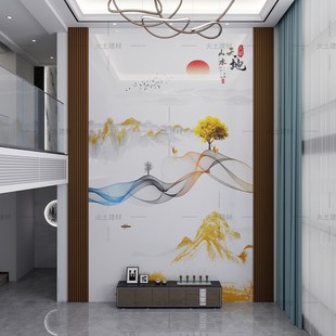 覆式楼高温微晶石岩板电视背景墙瓷砖大理石沙发装饰壁画客厅玄关