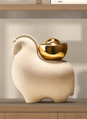 马上有钱办公室摆件新中式客厅玄关博古架酒柜装饰品开业乔迁礼物