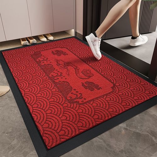 高端入户门地垫耐脏门垫高级地毯红色别墅大门口脚垫橡胶加厚防滑