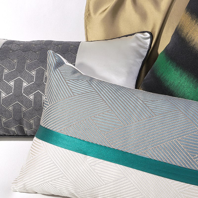 布艺沙发靠垫长形现代中式卧室床头靠背腰靠黑白蓝绿抱枕靠枕套50