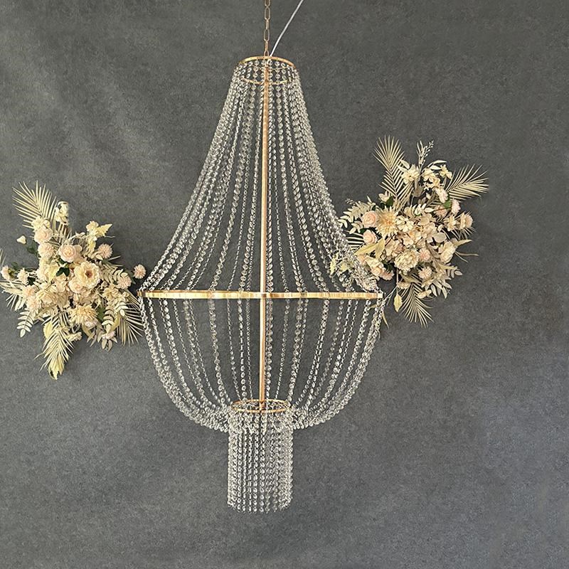 新款婚庆道具铁艺时尚珠帘吊灯酒店舞台婚礼场地布置装饰灯橱窗展