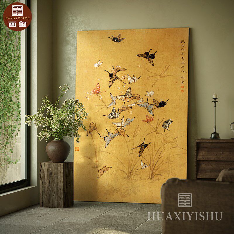 【画玺】木质一体漆画万蝶图挂画客厅玄关家用沙发后背景墙装饰画