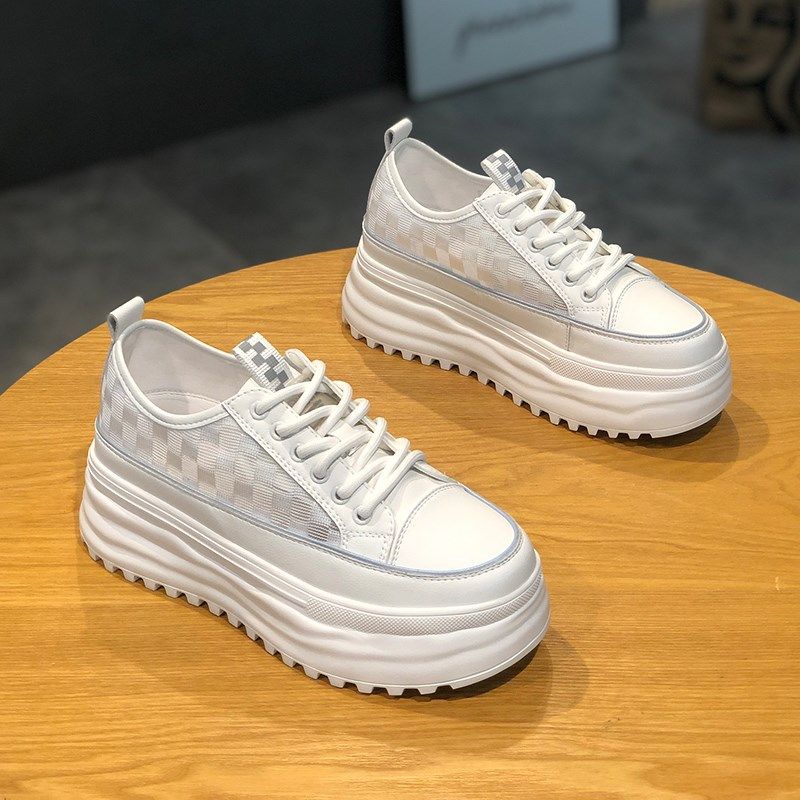 内增高小白鞋女网面透气2025夏季新款小个子超火显瘦厚底松糕鞋潮,女鞋,松糕（摇摇）鞋,淘宝优惠券,粉丝福利购,淘宝优惠卷