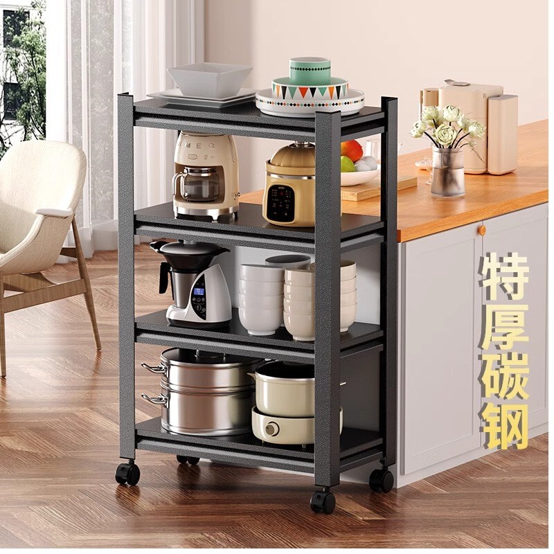 厨房置物架可移动多功能带轮落地多层储物柜微波炉烤箱架子收纳架