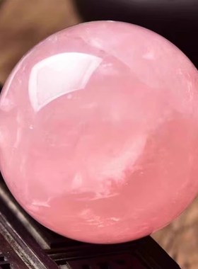 天然粉色真水晶球摆件纯原石招财客厅厨房卧室办公室高档饰品水晶
