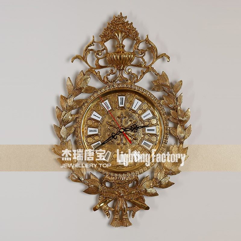 奢华法式重工雕刻全铜装饰挂钟工艺品钟欧式别墅客厅餐厅墙壁时钟