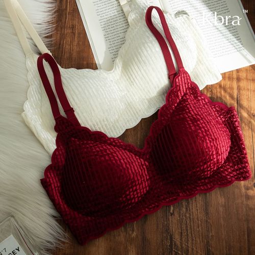 丝绒轻暖无痕本命年龙年红色内衣女小胸聚拢收副乳防下垂文胸罩