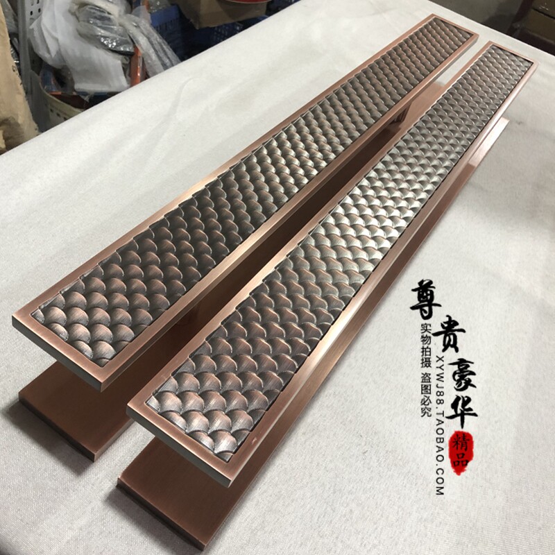 酒店大门拉手仿古推拉玻璃门对装古铜门把手黑色新中式拉手定制