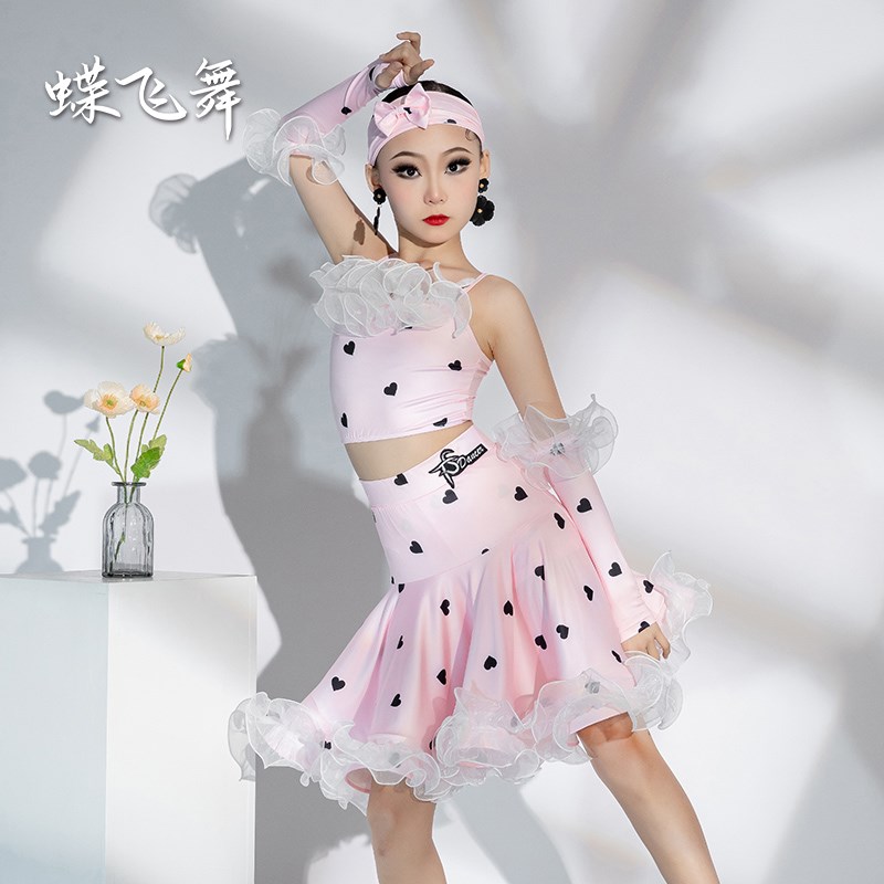 VaVa舞服小碎花拉丁舞蹈裙服夏季新品少女儿童训练功比赛