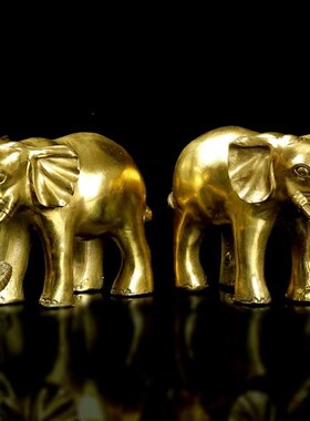 纯铜大象摆件一对铜象招客厅玄关财位吸水象特大号铜大象工艺品