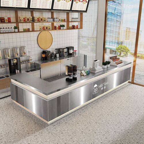酒吧餐厅柜台收银台不p锈钢前台公司酒店接待台奶茶店吧台转角定