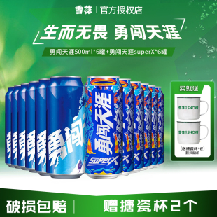 雪花啤酒勇闯天涯500ML*12听整箱批发麦汁浓度8度罐装官方旗舰店