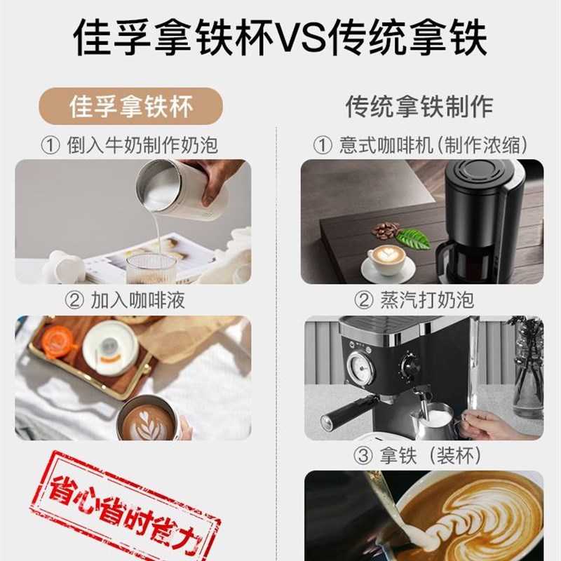 佳孚咖啡奶盖打发奶泡机全自动便携打泡器拿铁杯搅拌器加热烧水杯