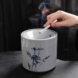 陶瓷菸灰缸家用防风防灰飞杂物缸建水茶渣缸水孟茶道配件家用个性