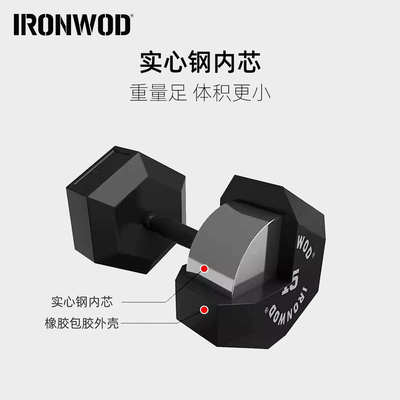 IRONWOD哑铃健身男士家用商用六角全包胶专业纯钢健身房女士套装