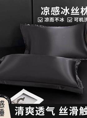 2025新款黑色冰枕套单人枕芯夏天一对装一只学生宿舍枕头套套夏凉