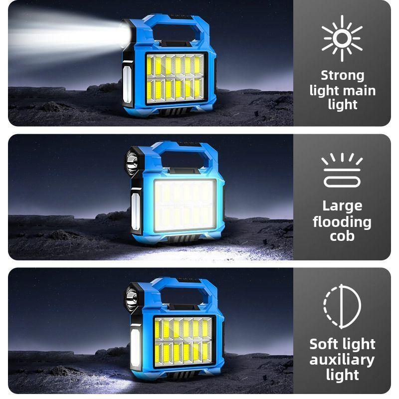 Led太阳能背包灯手电筒强光可充电户外超亮远程探照灯超长电池寿
