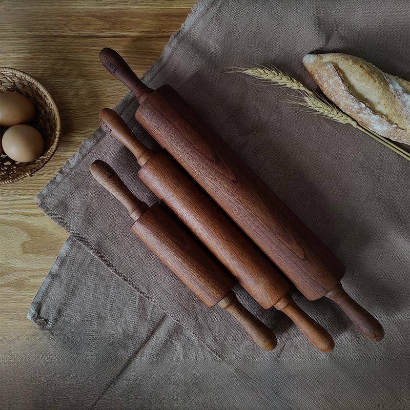 卢卡斯滚轴擀面杖走锤乌檀木厨房饼干面包实木无漆无蜡烘焙用工具