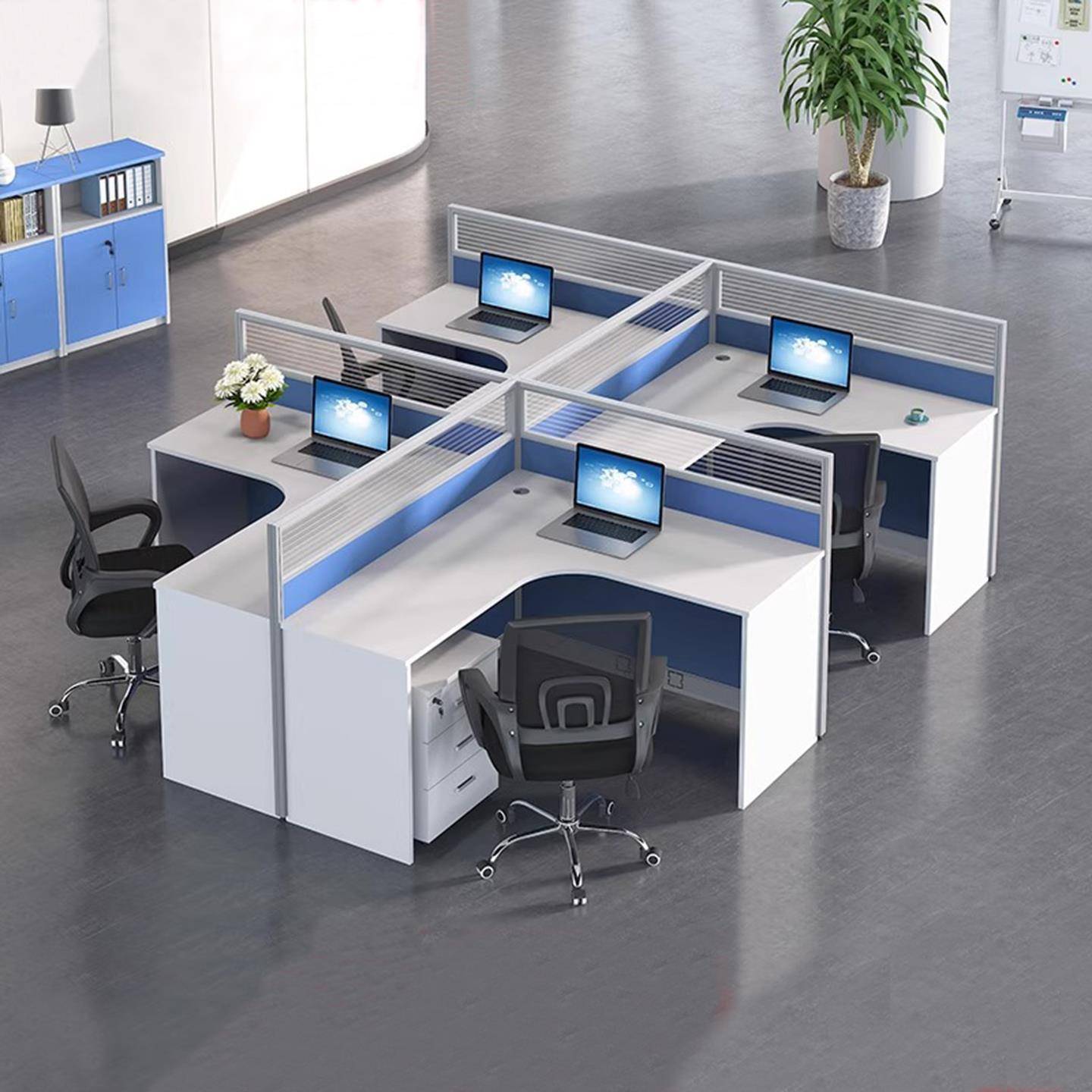 办公桌椅组合4/6人位职员办公桌员工位电脑桌办公室家具屏风卡座