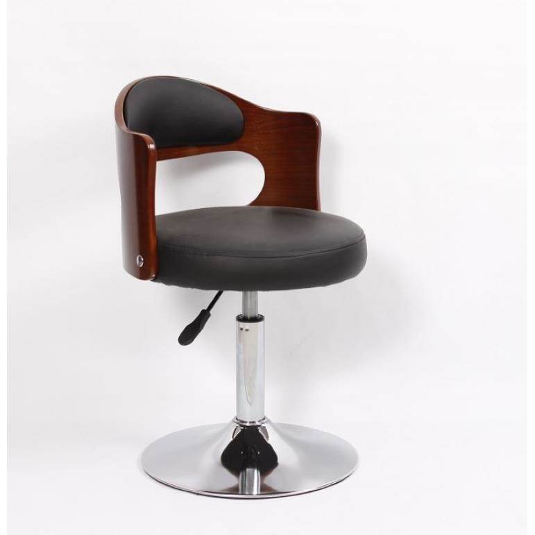 实木靠背小巧圆盘头层牛皮电脑椅升降小转椅书桌椅前台椅书房椅子