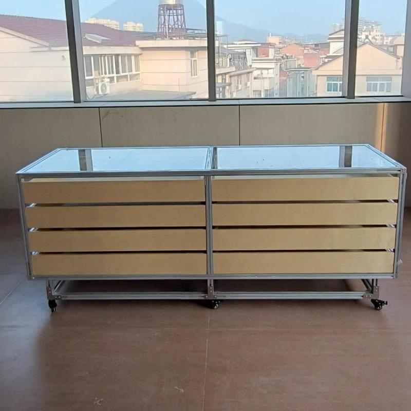 简约铝型材海洋板置物斗柜玻璃展示柜抽屉柜家用陈列柜子商场定制