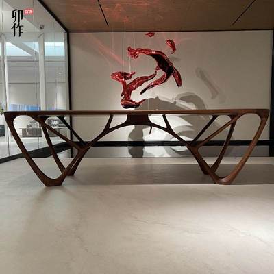 卯作新中式北美黑胡桃木茶桌宋代美学拱桥茶台实木禅意茶室家用