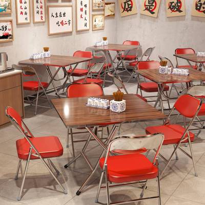 复古港式茶餐厅大排档桌椅组合市井风格网红户外烧烤店商用餐桌椅
