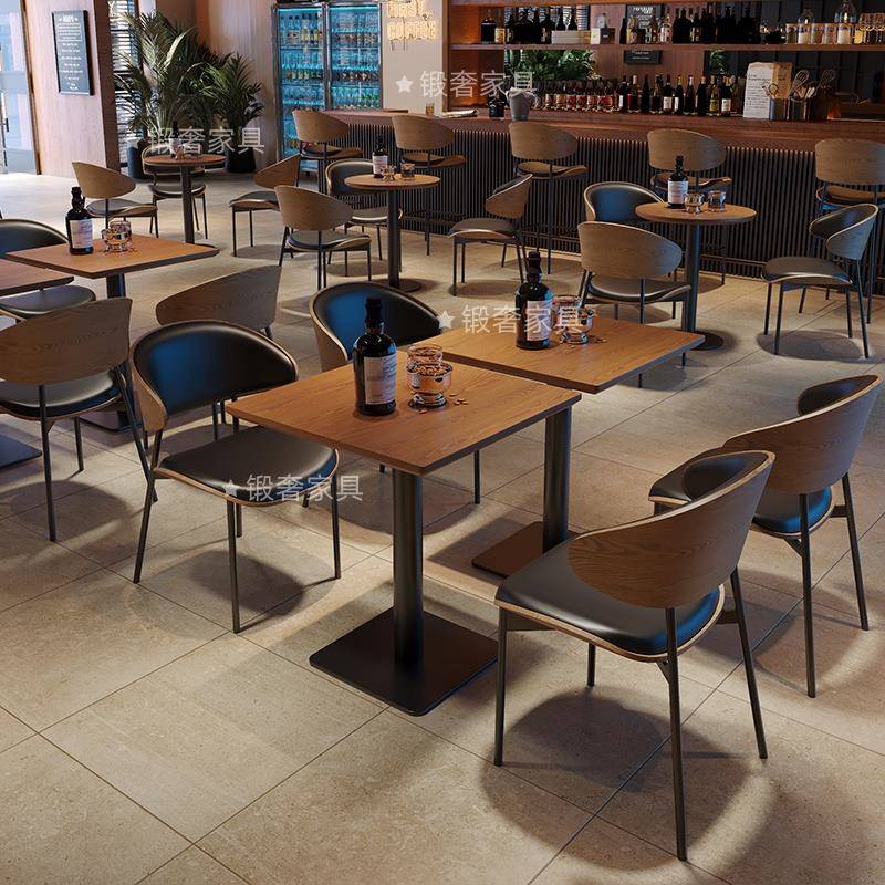 美式复古酒馆咖啡馆音乐清吧酒吧实木桌椅西餐厅商用沙发桌椅组合