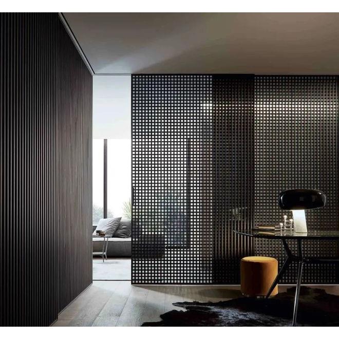 极简金属格栅隔断墙办公展厅酒店镂空隔栅侘寂风客厅卧室格子屏风