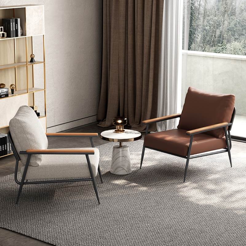 九臣 单人沙发椅客厅 老虎椅铁艺阳台休闲椅 咖啡厅会客洽谈单椅