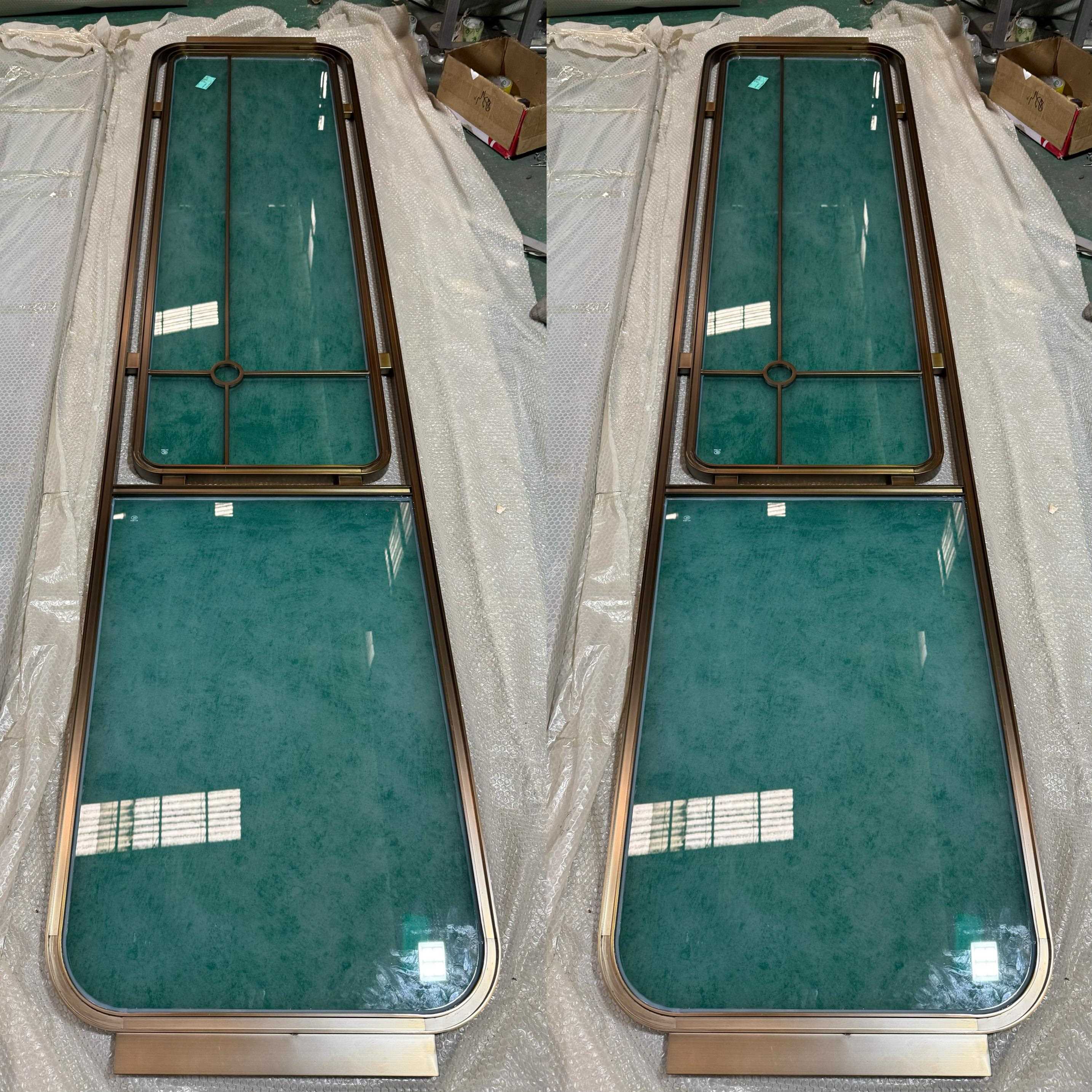 不锈钢玻璃屏风定制酒店售楼部金属镂空雕花餐厅会所夹丝玻璃隔断