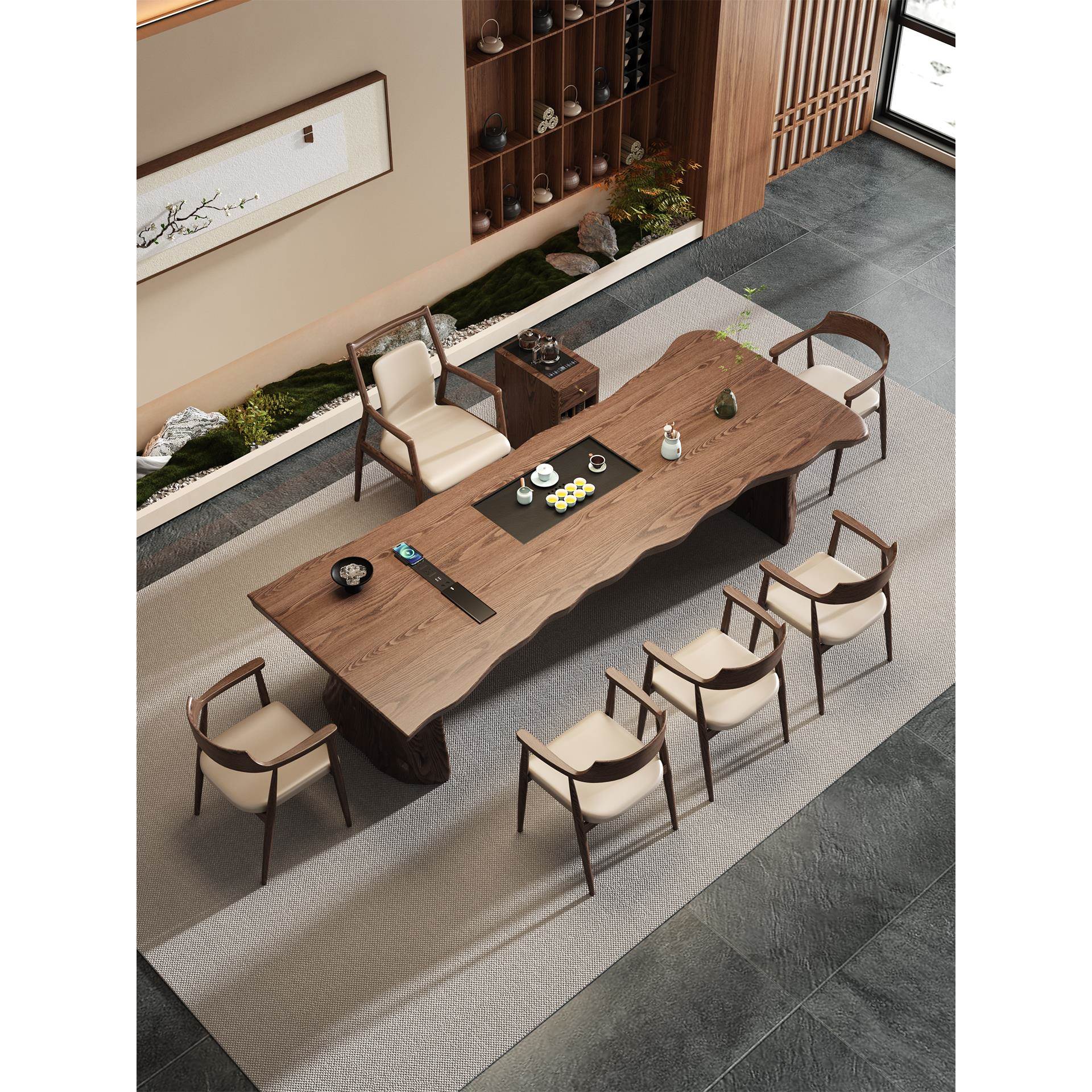 宋代美学禅意茶桌实木大板办公室接待泡茶台2025新款高端客厅家用