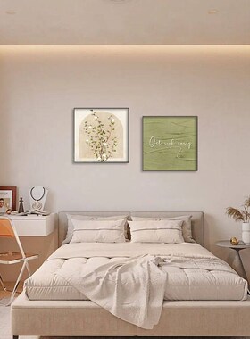奶油风卧室装饰画组合北欧风客厅餐桌墙面挂画原木风卧室床头壁画