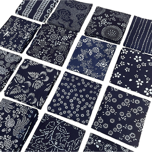 手工植染布料纯棉蓝印花布靛蓝布草木染青花布幼儿园手工DIY装饰