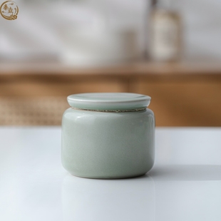 青灰釉茶叶罐陶瓷家用小号储茶罐存茶器防潮密封罐子茶具配件茶仓