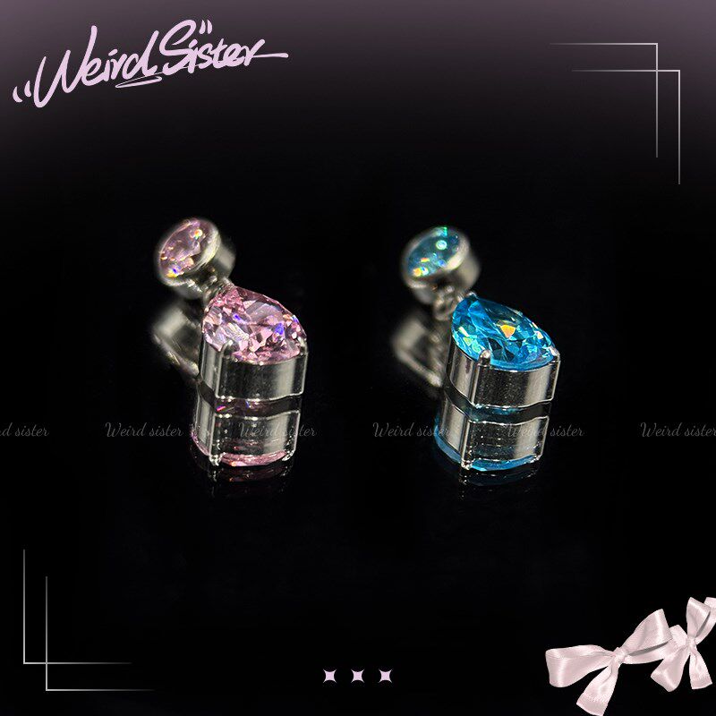 F136钛合金大水滴锆石吊坠耳钉耳骨钉耳蜗钉内螺纹平底防过敏