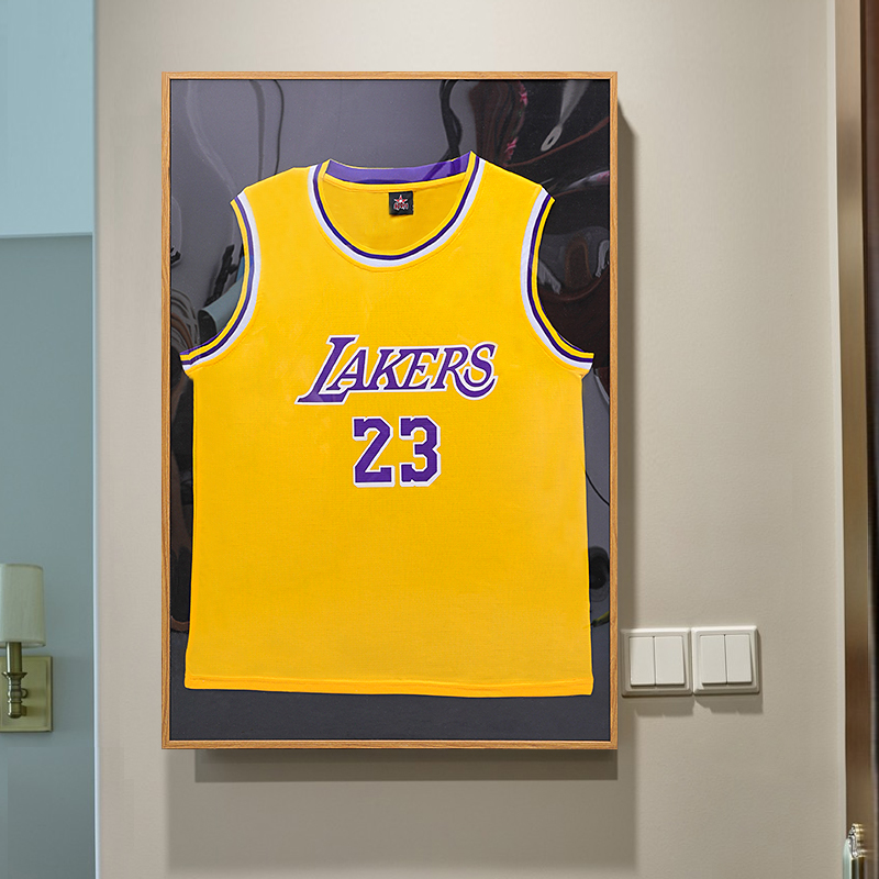 球衣裱框画框装裱足球篮球毛线服签名收藏展示黑色相框架挂墙收纳