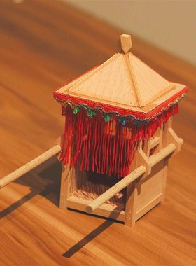 z家居迷你彷古轿子模型木制抬轿微型结婚大轿家居装饰