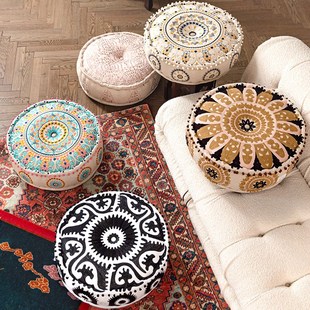 摩洛哥坐墩茶几懒人蒲团坐垫家用卧室客厅阳台地毯圆形加厚坐墩
