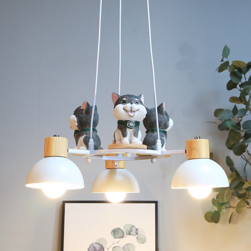 现代儿童房吊灯哈士奇创意卡通男女孩房卧室灯LED宠物店灯具