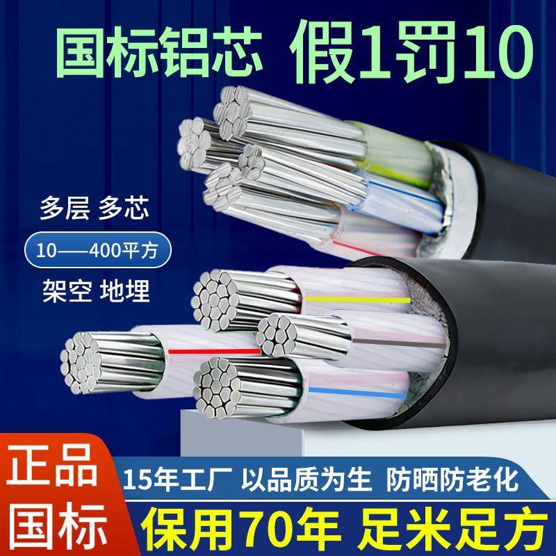 国标铝芯电缆线2 3 4 5芯10 16 25 35 50 95平方三相四线YJLV电缆